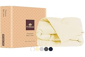 Organic Cotton Duvet Cover King/Cal King – Natural – GOTS Certified – Soft & Smooth Sateen Weave – Secure Fit with Corner Ties & Envelope Closure – Bedding – Machine Washable – Tissaj