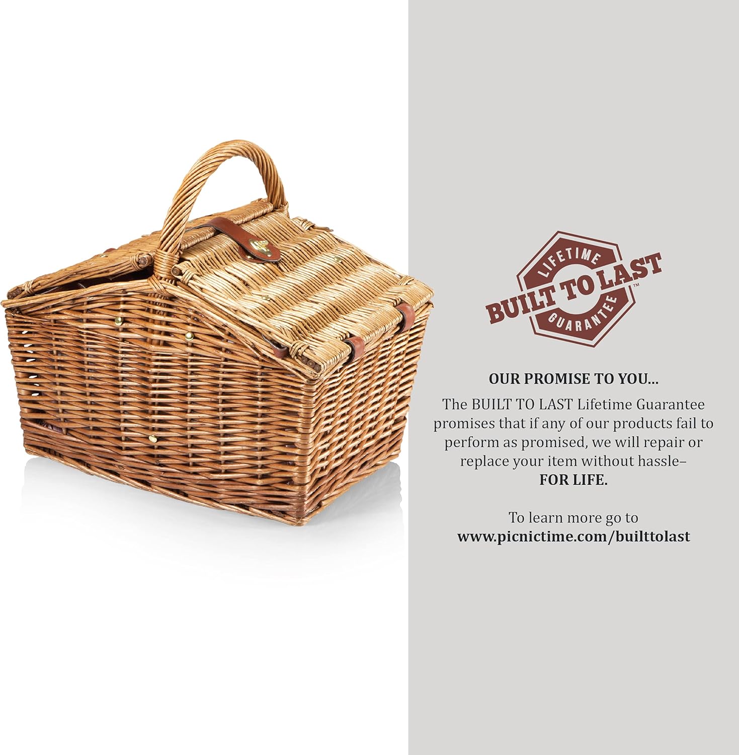 Picnic Time Piccadilly Willow Picnic Basket for Two People, with Plates, Wine Glasses, Cutlery, and Corkscrew - Red/White Plaid: Kitchen & Dining
