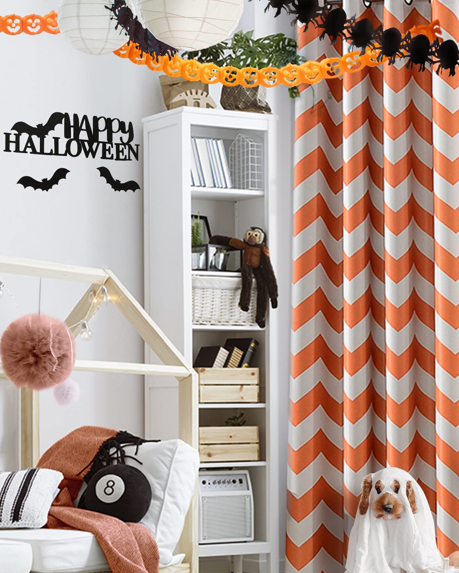 Melodieux Fashion Chevron Curtains for Living Room Dining Room, Darkening Blackout Grommet Top Window Drapes Soundproof Thermal Insulated for Bedroom, 84 Inches Long, 52 by 84 Inch, Orange (1 Panel)