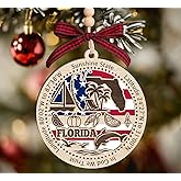 BurkeDesign Florida State Wooden Ornament - States Christmas Ornaments - Fl State - Moving to Florida Gift - First Christmas to Fl - 2 Layer Ornament Wooden 4Inch
