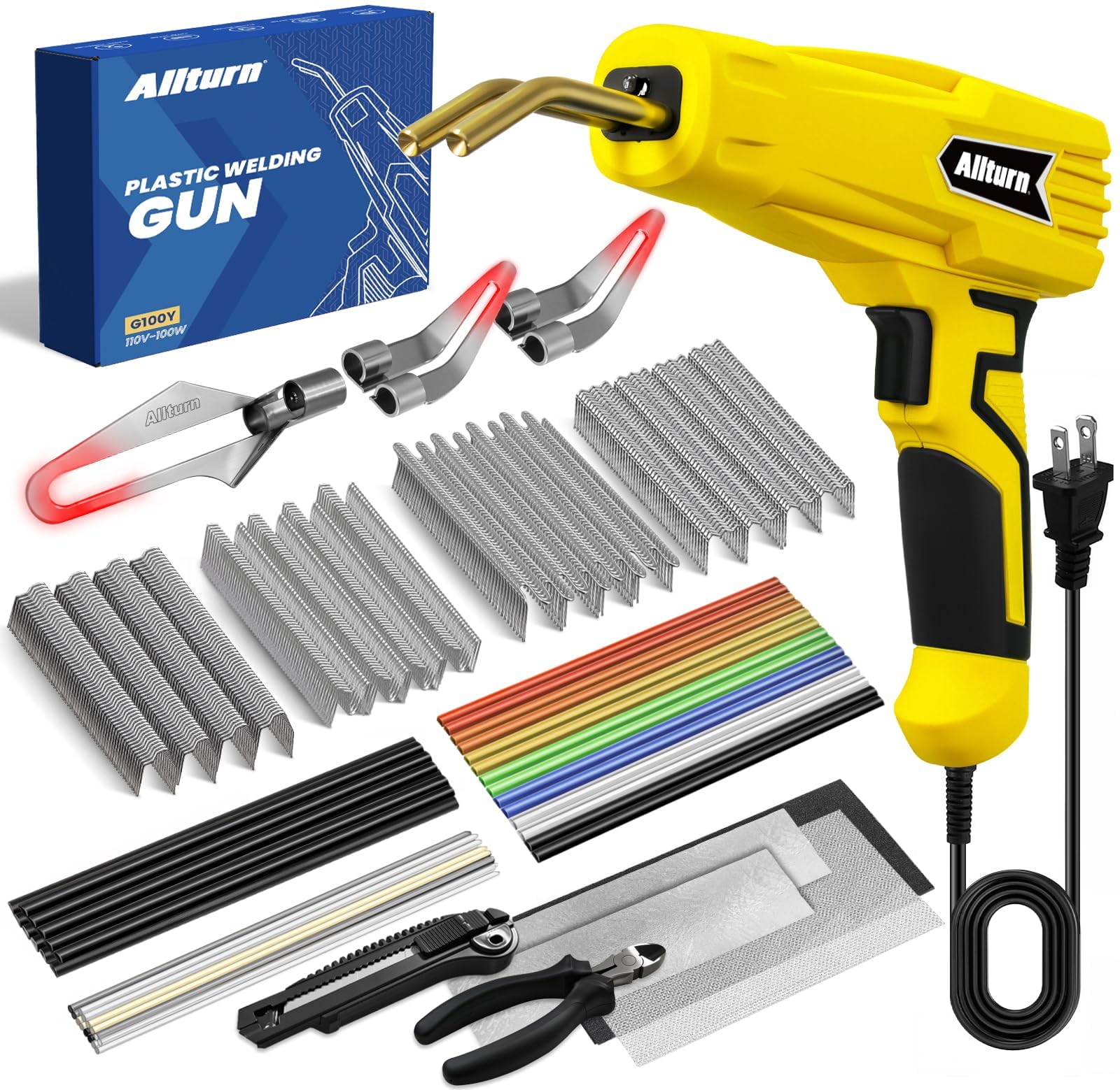 Photo 1 of Allturn Plastic Welder, 2 in 1 Plastic Welding Kit, Hot Staples Weld Gun, Car Bumper Repair Kit for Most Plastics, Patent Number D970324(Yellow)