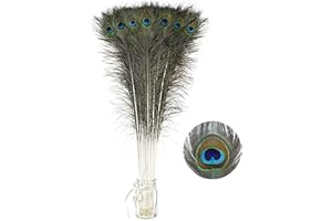 Soarer Long Peacock Feathers Bulk- 25pcs 32-35 inches Feathers for Vase, Holiday Decoration and DIY Crafts