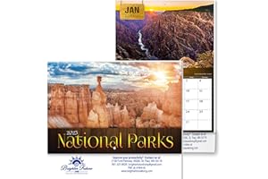 BRIGHTERFUTURELIVING 2025 National Parks Wall Calendar: 13 Months of Stunning US & Canada Nature Photos, 11"x17" Eco-Friendly, Glossy, UV Cover, Ideal for Gifting