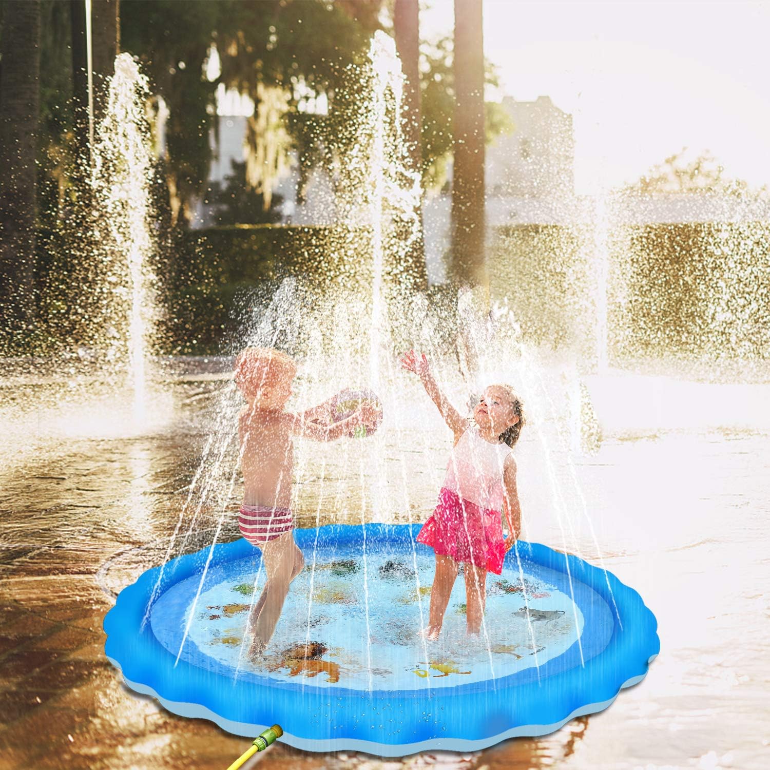 Homech Sprinkler for Kids, Splash Pad, Outdoor Inflatable Sprinkler Water Toys, Wading and Learning, 68" Kiddie Water Play Mat Toys,Baby Wading Swimming Pool for 2-12 Years Old Baby and Toddler Girls: Toys & Games