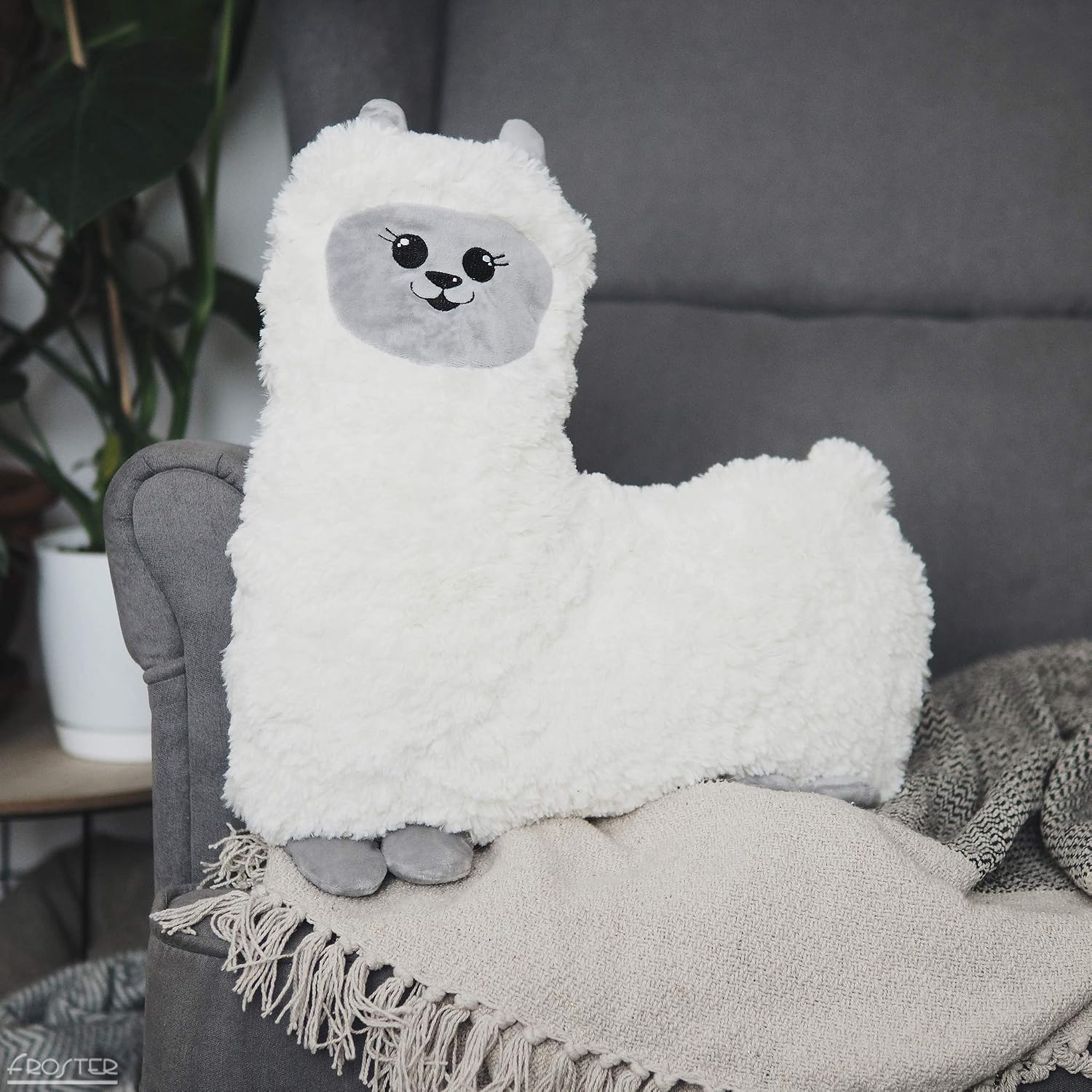 Froster Hugpaca - Heated Eco Alpaca, Thermal Huggable Pillow, Gift for Women Warming Soft Llama, Ecru, 40 x 37 cm - Image 5