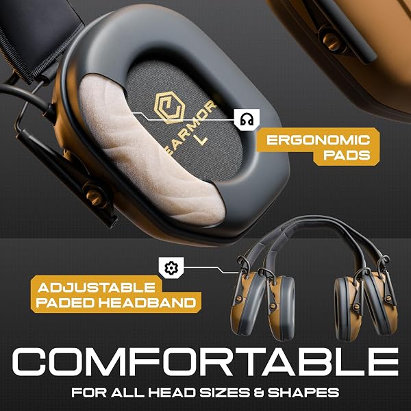 M300A EAR PROTECTION FOR GUN RANGE – SHOOTING EAR MUFFS WITH ERGONOMIC GEL CUSHIONS, IPX5 WATERPROOF GEAR – NOISE BLOCKING & HEARING PROTECTION FOR HUNTING, BROWN