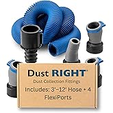 Rockler Dust Right FlexiPort Expandable Power Tool Hose Kit 3-12 Ft | Expandable Hose &ndash; Flexible Dust Collection &ndash; Dust Hose Kit &ndash; Expands 3&ndash;12 ft &ndash; FlexiPort System