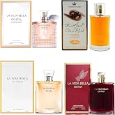 A CENTER 4PCS Perfume Set for Women - Floral Fragrance Gift Set with Vanilla&amp; amber Eau De Parfume 3.4 Fl Oz Each(La Vida Bella,La Vida Be Crystal,La Vida Bella Ext,Choco Musk)