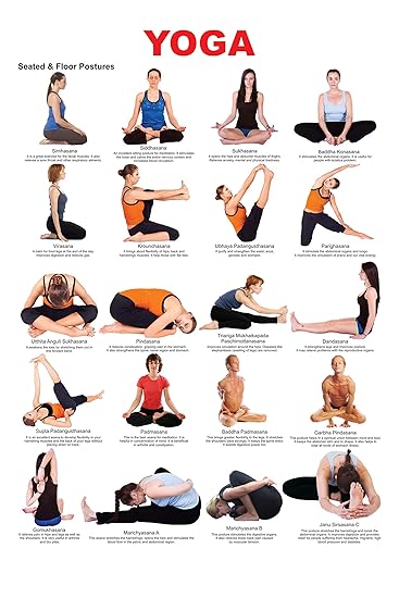 100yellow paper yoga poses charteducational posteryoga wall chart