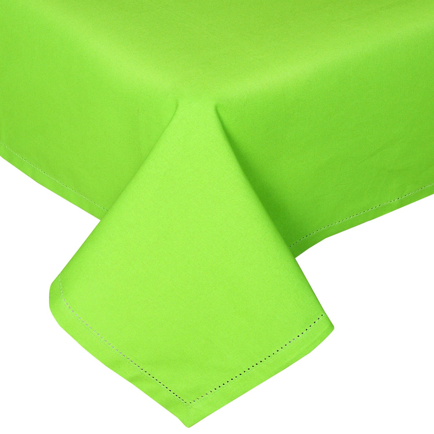 Homescapes Lime Green Cotton Round Tablecloth 6 to 8 seater Large