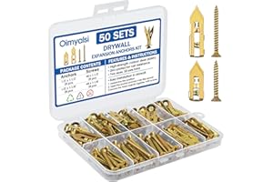 OIMYALSI 50 Sets Self Drilling Drywall Anchors with Screws – Heavy Duty Metal Expansion Wall Anchors Kit for Drywall & Sheetrock – Ideal for Hanging Shelves, Mirrors, Picture Frames and More