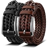 BULLIANT Men Belt, Braided Leather Belt Adjustable For Men Casual Jeans Golf 1 3/8"