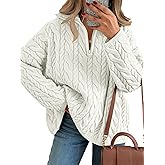 Trendy Queen Women's Oversized Cable Knit Quarter Zip Up Pullover Sweaters 2026