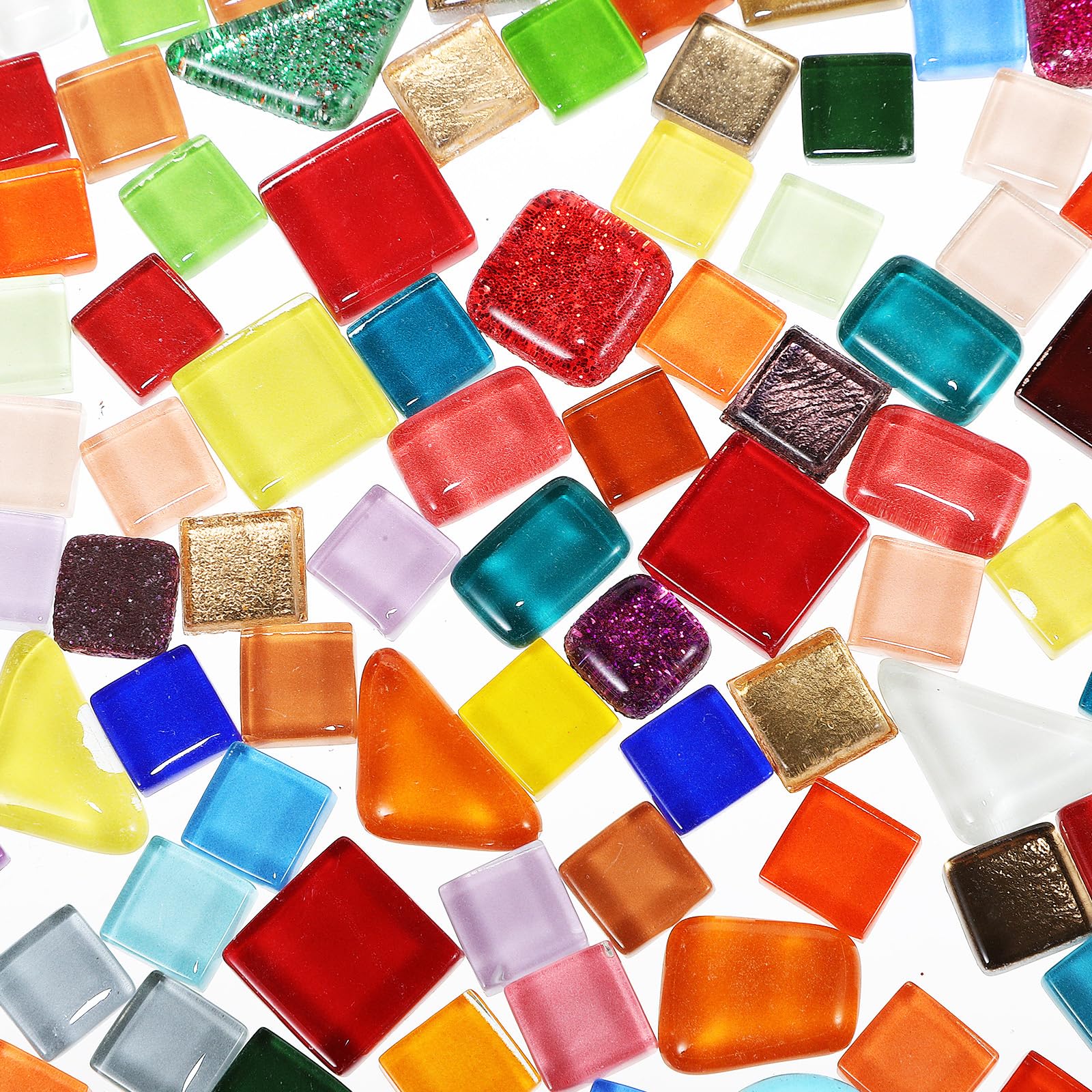 VILLCASE 200G Mixed Color Crystal Mosaic Tiles, Assorted Colors Tiny Mini Mosaic Tile for DIY Crafts, Unique Irregular Stone for Home Decor and Creative Projects