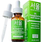 SeoulCeuticals Organic Polyglutamic Acid Serum - Korean Skin Care + Hyaluronic Acid + Centella Asiatica - K Beauty Anti Aging - Healthy Glowing Skin 1oz
