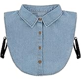 SynHHergyx Denim Fake Collar for Women, Faux Shirt Collar Women's Denim Shirt Detachable Dickey Collar for Women Under Blouse