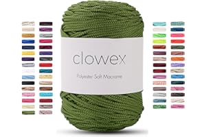 Clowex Polyester Soft Macrame Cord 2.5-3mm, 191 Yards x 1/9 inc Turkish Polyester Rope, Braided Macrame Yarn for DIY Crafts, Plant Hanger, Wall Hanging, Macrame Bag