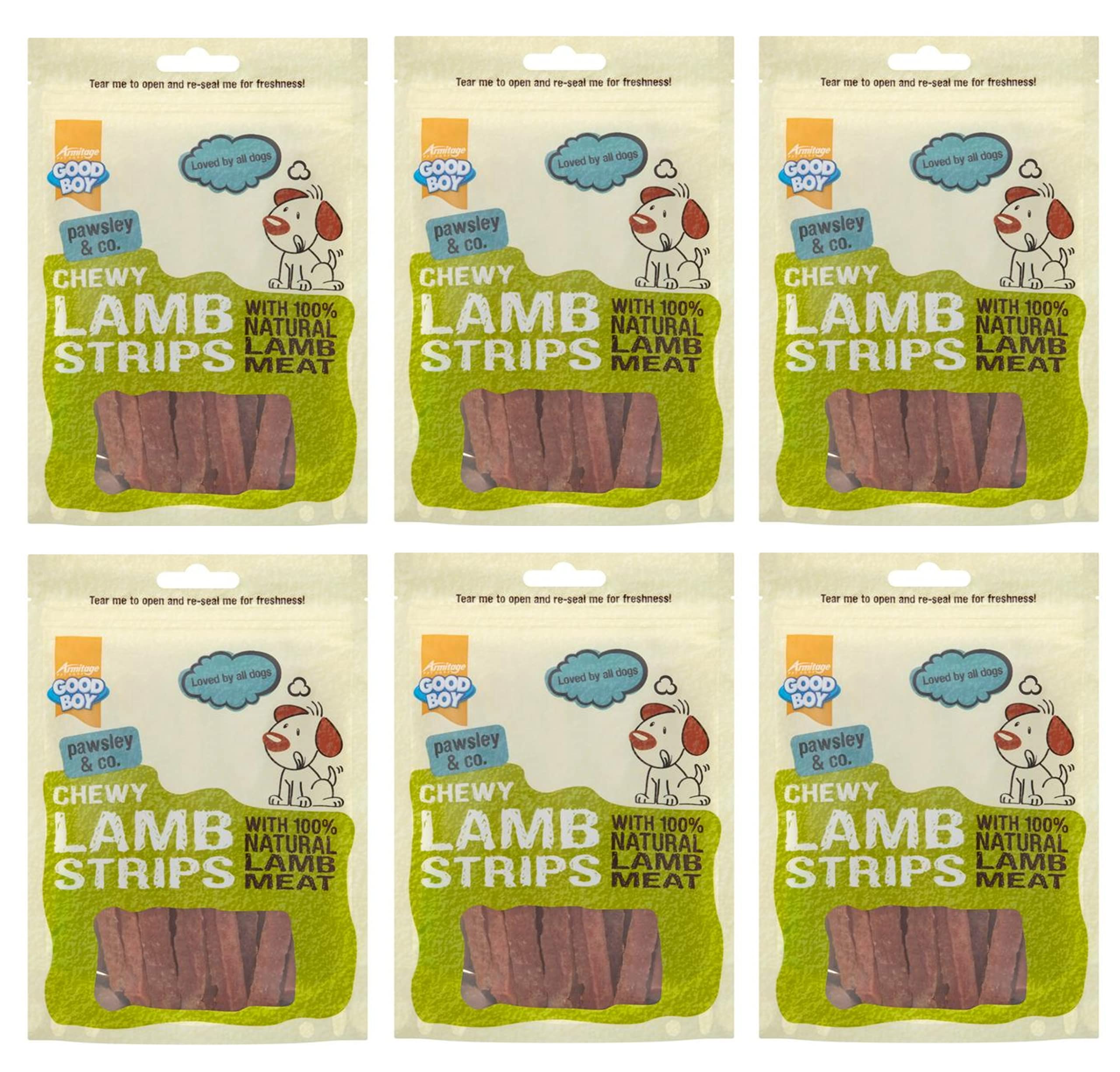 6 PACK GOODBOY LAMB STRIPS 100% NATURAL LAMB MEAT DOG TASTY CHEW TREAT 80G