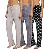 Real Essentials 3 Pack: Women’s Ultra-Soft Comfy Pajama Lounge Pants Sleepwear (Available in Plus Size)