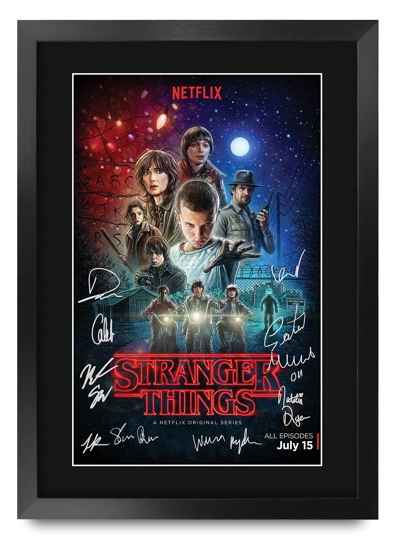 HWC Trading Strange Hawkins Thing Gifts Printed Signed Autograph Picture for TV Memorabilia Fans - A3 Framed โ image 1