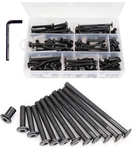 Swpeet 25-delige Verbindingsbouten Set – M6 X 75 Mm, Zwart Staal, Met Inbussleutel – Ideaal Voor Meubels, Riemen En Lederwerk