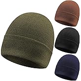 Jeyiour 4 Pcs Military Wool Watch Caps for Men Tactical Beanie Soft Wool Hats Army Fleece Cap Warm Thick Hat for Cold Weather Winter Army Surplus Gear