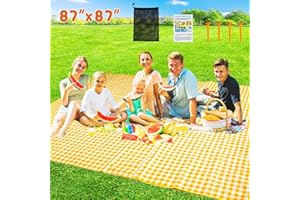 ZHUYNXIR Extra Large Picnic Blanket, 87x87 inch Waterproof Picnic Blanket, Gingham Picnic Mat for Beach, Camping Grass Picnic Blankets.