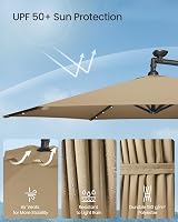 SONGMICS Cantilever Garden Parasol Umbrella 3m with LED Lights Taupe view 4