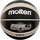 Molten Premium 12 Panel Design Rubber Basketball, Black/Silver, Size 5