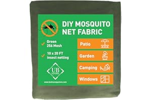UB-STORE Green DIY Mosquito Net Fabric | 10x20 FT Netting | Insect Cover for Garden, Patio, Outdoor & Windows | Multiple Sizes in Black, White & Green | Raised Bed Screen Mesh Barrier