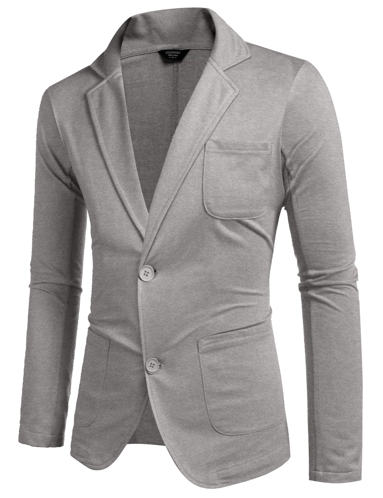 COOFANDY Mens Casual Two Button Suits Lapel Blazer Jacket Lightweight Slim Fit Sport Coat Grey