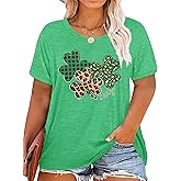Plus Size St. Patrick's Day Shirt for Women Lucky Shamrock Tee Shirts Irish Clover Graphic Print Tops