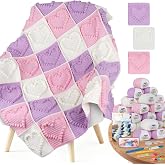 Coopay Crochet Kit for Beginners, 3D Heart Granny Square Blanket Kit, Set A | Complete Bobble Stitch Crochet Blanket Kit with Video Tutorial, Easy DIY Crochet Kit for Adults, Ideal Crochet Gift