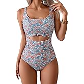 Eomenie Women's One Piece Swimsuit Tummy Control Slimming Bathing Suit Cutout Tie Knot Swimwear