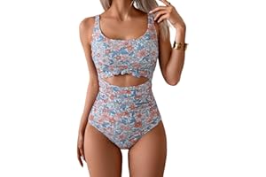 Eomenie Women's One Piece Swimsuit Tummy Control Slimming Bathing Suit Cutout Tie Knot Swimwear