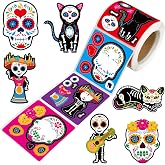 Ceiba Tree Day of Dead Stickers for Kids | Make A Skull Sticker, Mexican Fiesta Rolled Scene Stickers, 200Pcs, Classroom, Home, School, Party Favor