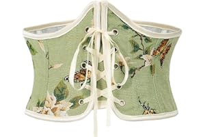 Century Star Women's Multicolor Floral Victorian-Renaissance Hybrid Corset Belt Underbust Top Ren Faire Accessories