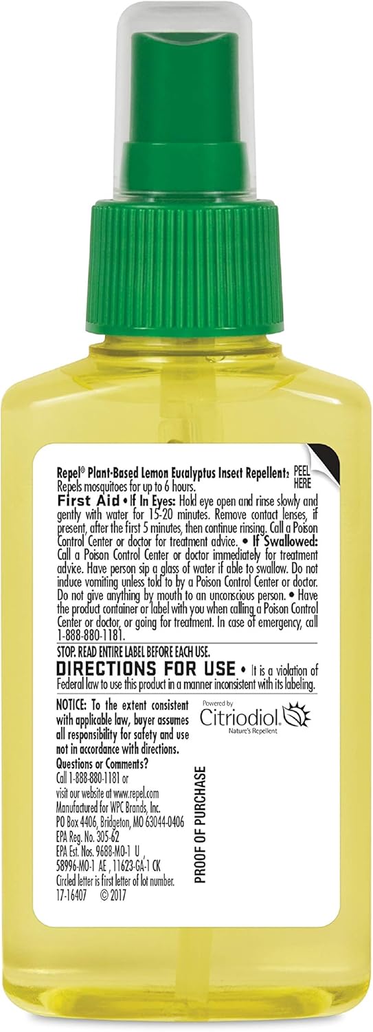 REPEL Plant-Based Lemon Eucalyptus Insect Repellent, Pump Spray, 4-Ounce, Pack of 2: Garden & Outdoor