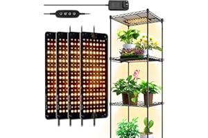 Barrina Grow Lights Panel for Indoor Plants, 40W (4 x 10W), Full Spectrum, Ultra-Thin, with 3/6/12H Auto On/Off Timer, 8 Dimmable Levels, 3 Spectrum Modes, for Greenhouse, Seedlings, 4-Pack