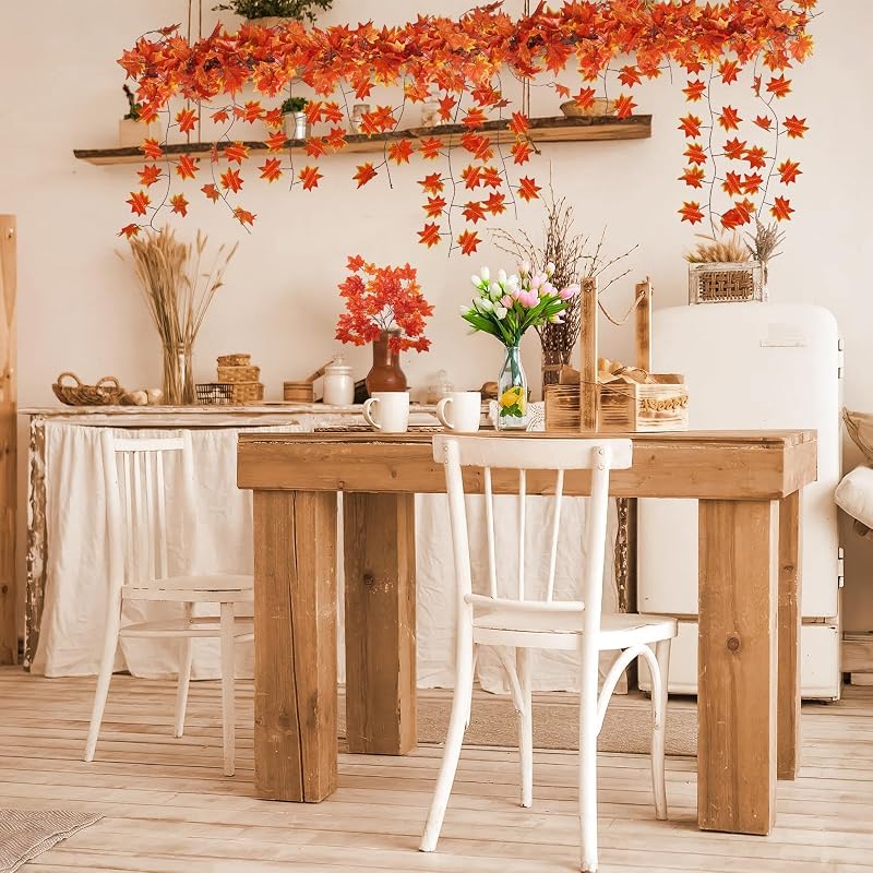 5 Pezzi Decorazioni Guirlande di Foglie D'acero Artificiali