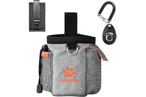 kissleaf Dog Treat Pouch, Treat Pouches for Pet Training, Dog Treat Training Pouch Dog Clicker, Dog Training Treat Pouch Built-in Poop Bag Dispenser, Hands-Free Snack Dog Treat Bag