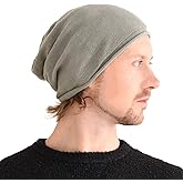 CHARM Men Slouchy Silk Beanie Hat - Women Slouch Chemo Cap Skull Knit Beanies