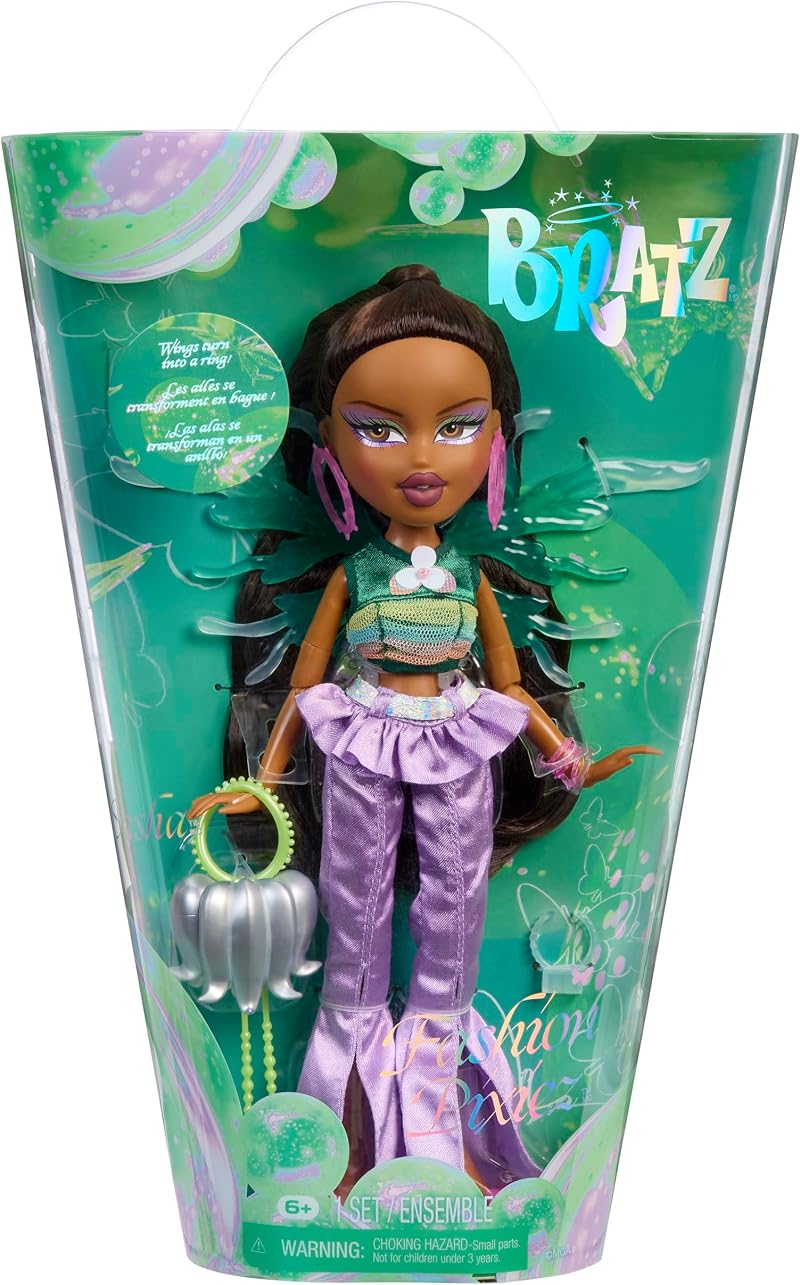 Bratz Fashion Pixiez Sasha Collectible Doll with Wings Ring Purple 11.5 in