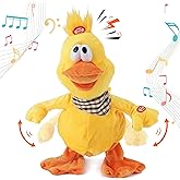 Cuteoy 13" Quacking Duck Musical Stuffed Animal Plushies Walking Singing Waving Electronic Interactive Plush Toy for Kids Boys Easter