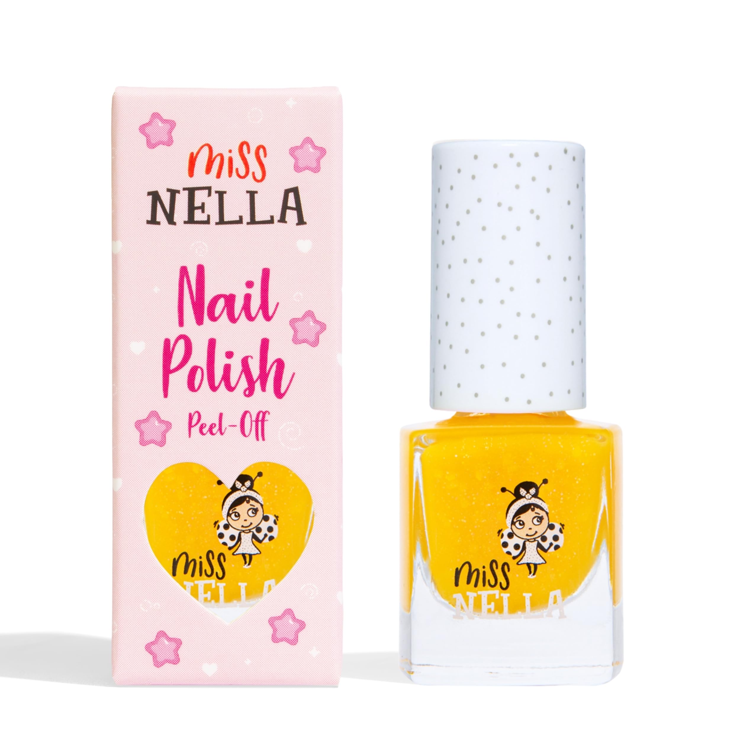 Miss Nella HONEY TWINKLES – Safe Special yellow Glitter Nail Polish for Kids, Non-Toxic & Odour Free Formula for Children and Toddlers, Natural Water Based for Easy Peel Off