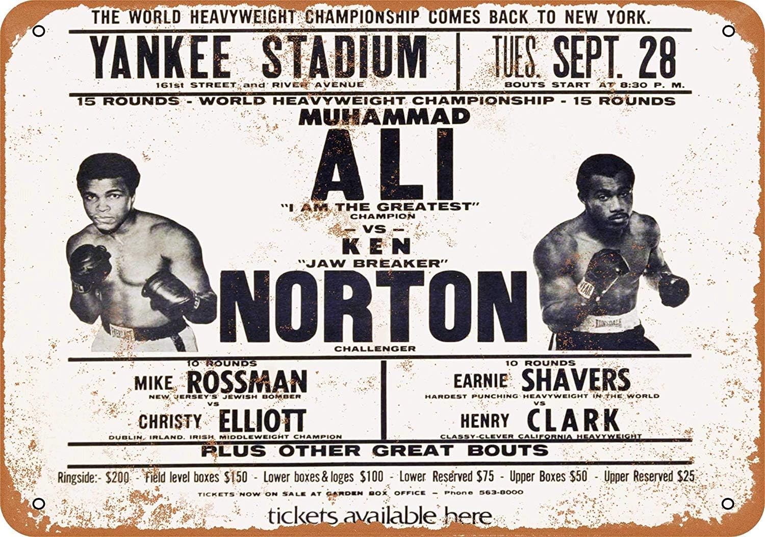 SRongmao 8 x 12 Metal Sign - Vintage Look 1976 Ali vs. Norton
