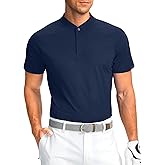 Viodia Mens Golf Shirts Collarless Quick Dry Summer Shirt Casual Short Sleeve Moisture Wicking Polo T Shirts