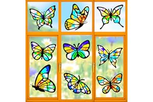 Zonon 9 Pieces Spring Crafts for Kids, Summer Suncatcher Kit Butterfly Suncatchers Tissue with 12 Colors Large Tissue Paper Art Craft DIY Window Art Party Favors