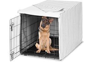Sweet Jojo Designs 48in. Large Dog Crate Cover (White and Grey Stripe) Pet Cage, Kennel Covers (Modern, Neutral, Contemporary, Striped, Elegant, Pinstriped, Minimalist, Gray Stripes)