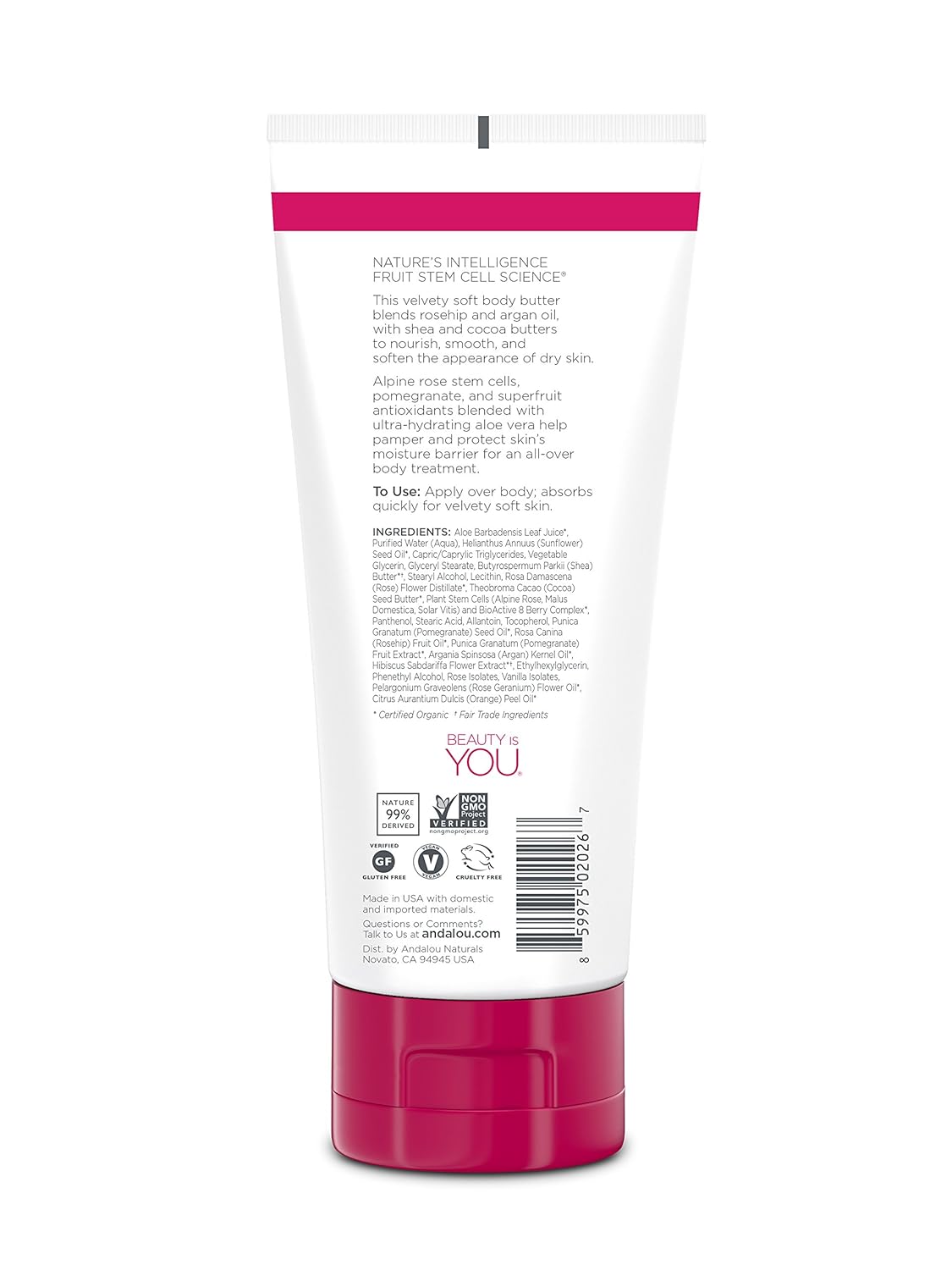 Andalou Naturals Kukui Cocoa Nourishing Body Butter, 8 Ounce : Beauty